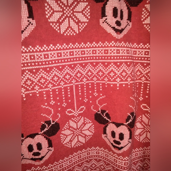 Disney (Sz L) Red & White Mickey Mouse Merry Christmas Spirit Jersey LS Sweater - Picture 7 of 10